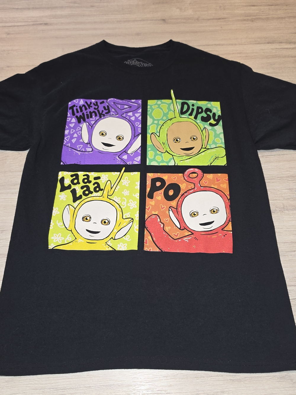 Teletubbies Tinky Winky Dipsy, Laalaa And Po Black T-shirt Adult Size Medium B6
